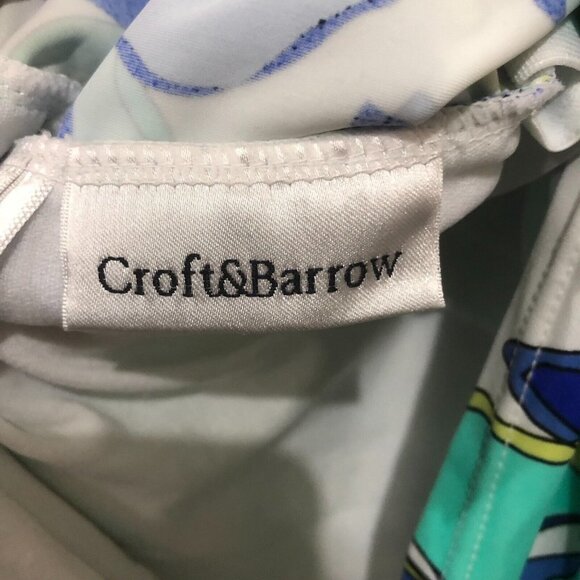 Tankini Size 6D Croft & Barrow Bathing Suit Swim Swimming White/Blue Floral - Picture 10 of 12